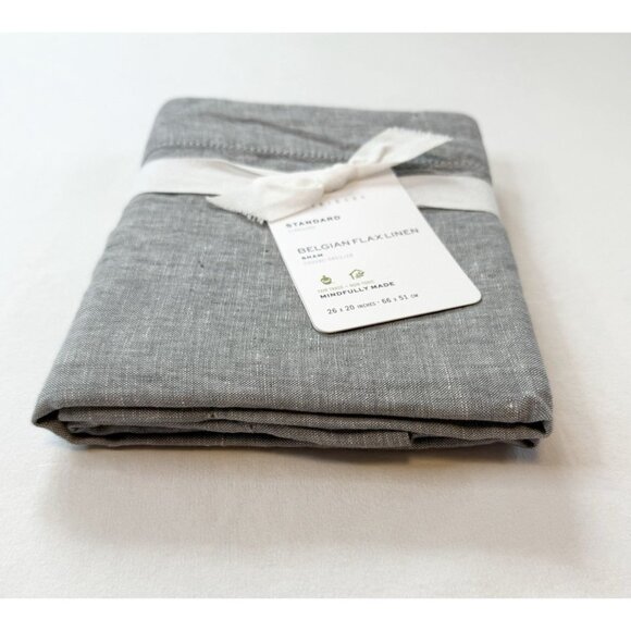 Pottery Barn Standard Belgian Flax Linen 1 Sham Gray 100% Linen 26X20 in NEW - Picture 8 of 10